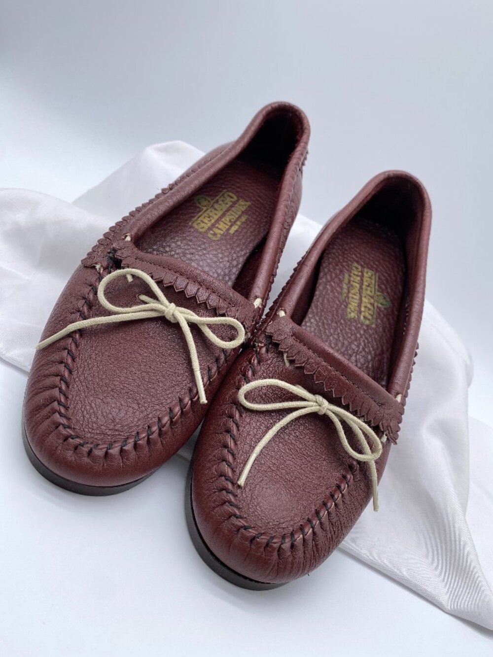 Vintage Sebago Campsides USA Made Leather Moccasin Flats Brown Size 10M NWOT